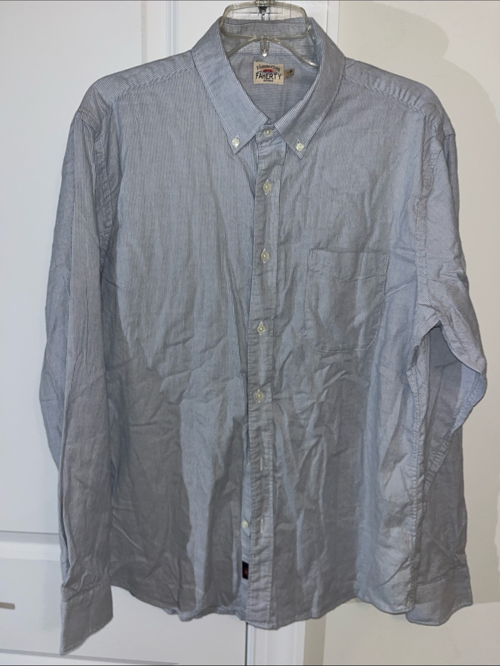 Faherty Stretch Corduroy Long Sleeve Gray Casual Mens Button Down Shirt Large L